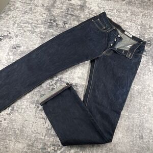 Gustin Mens 35 Straight Fit  Raw Indigo Denim Jeans Blue Selvedge  Straight Leg